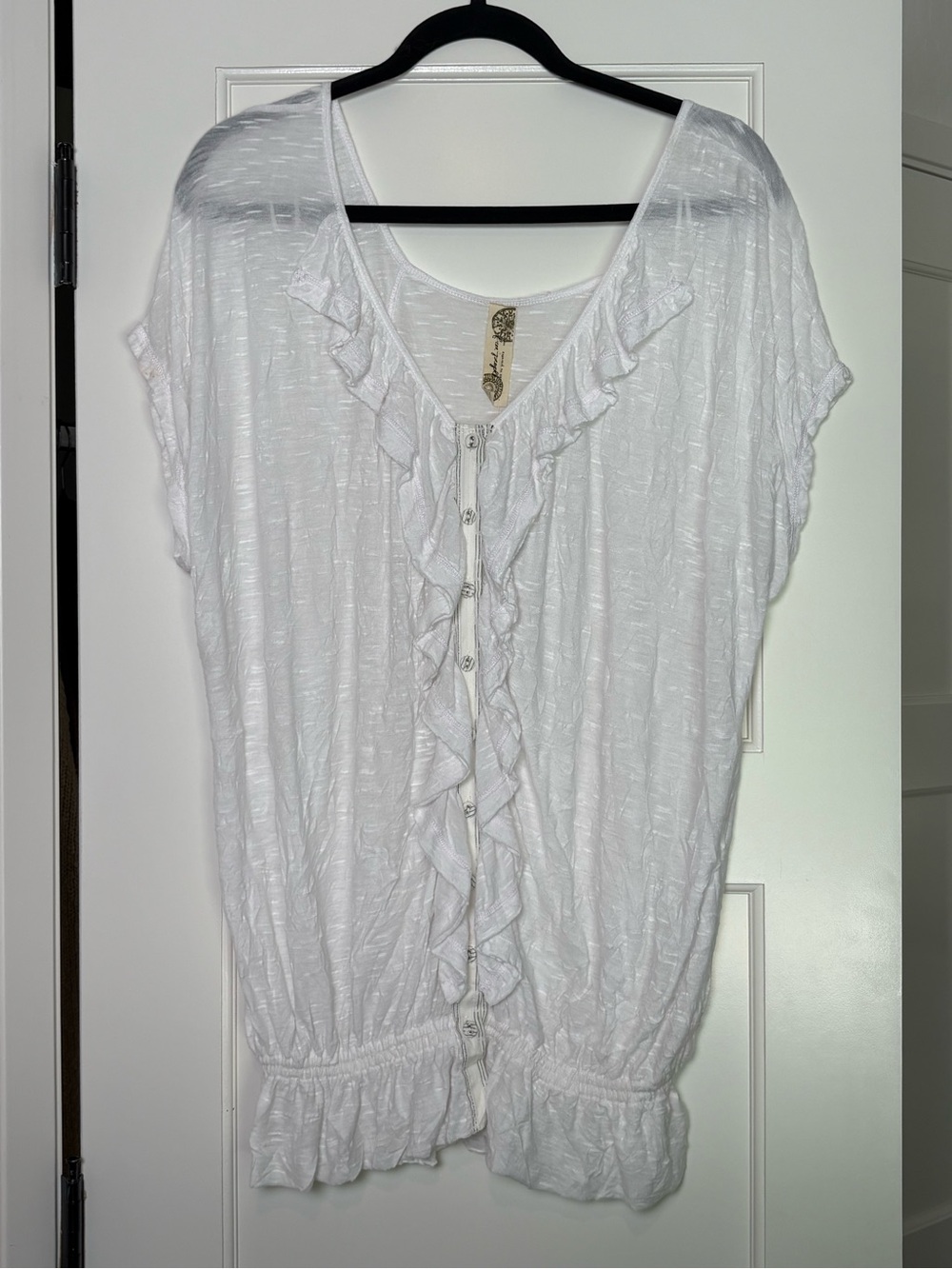 NWT Free People Oversized Ruffle Button Down Top (Med)